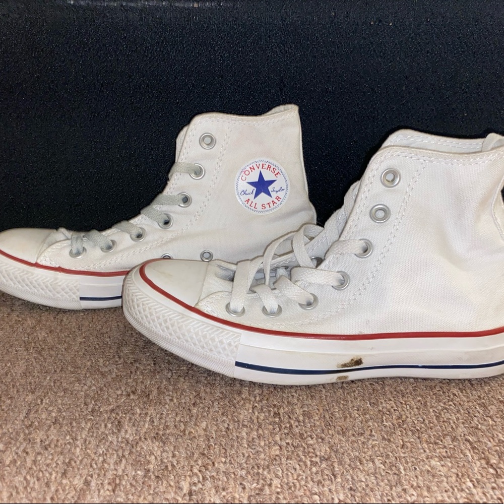White high top Converse womens size: 5